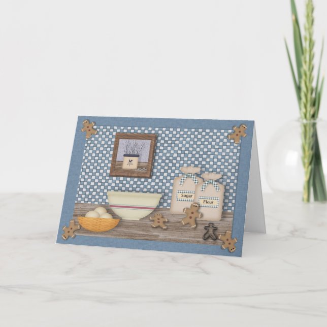 Baking Gingerbread Men Christmas Card (Front)