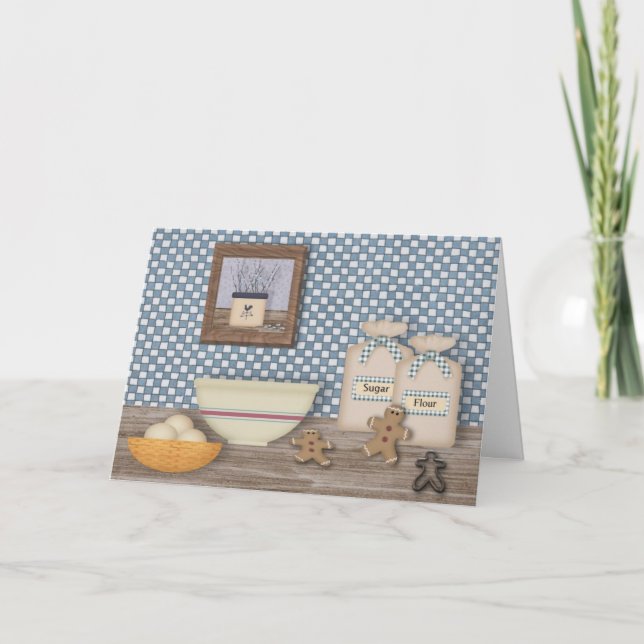 Baking Gingerbread Men Large Print Christmas Card (Front)