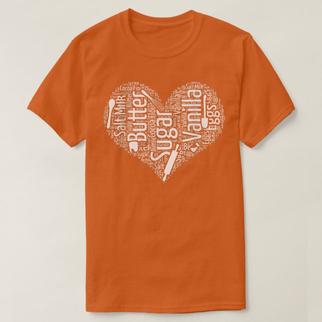Baking Ingredients Utensils Heart T-Shirt (Design Front)
