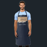 Baking is Love made Edible Script Apron<br><div class="desc">Personalised Baking is Love Made Edible. NAVY & TAN. Clean Modern Script design. Your Home-baking is a frame-worthy work of art. Sign your masterpiece with a flourish with this understated classy ALL-OVER PRINT APRON. Great gift for the guy who loves to cook/bake. Coordinates with our matching Rising Dough Covers which...</div>
