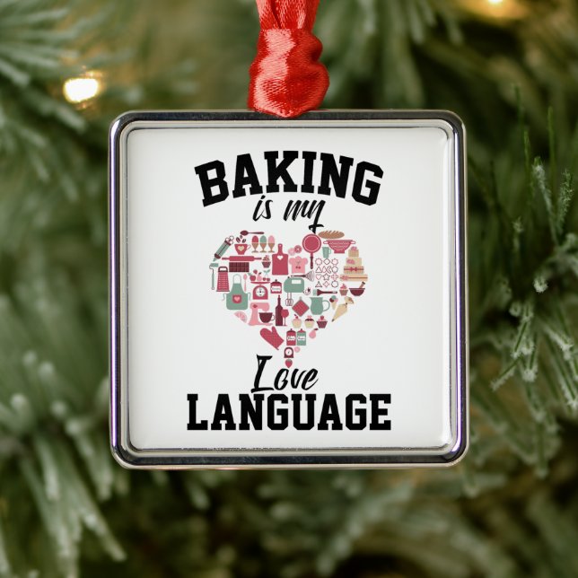 Baking Is My Love Language - Funny Baker Metal Tree Decoration (Tree)