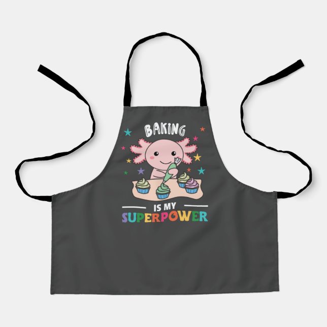 Baking Is My Superpower Sweet Axolotl Cakt Stainle Apron (Front)