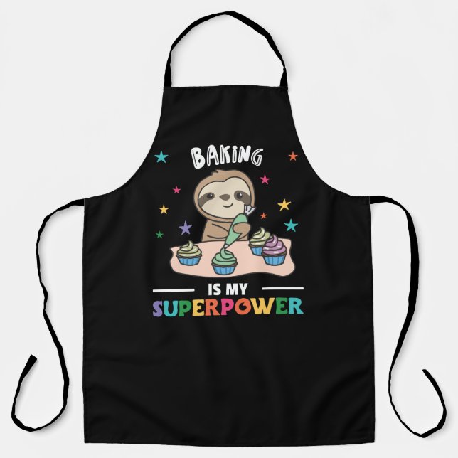 Baking Is My Superpower Sweet Sloth Baked Adult Cl Apron (Front)
