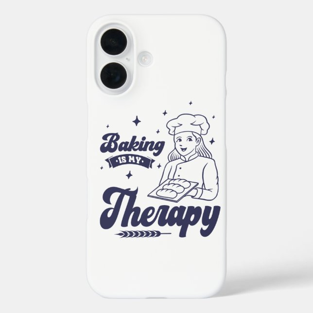 Baking Is My Therapy, Funny Baking Chef Gifts Case-Mate iPhone Case (Back)