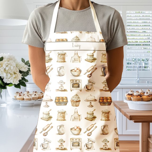 Baking Lover Neutrals Cooking Apron (Baking Lover Apron)