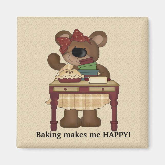 Baking makes me happy magnet (Front)