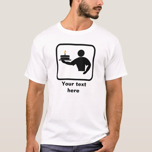 Baking Man with Cake Image -- Customise T-Shirt (Front)