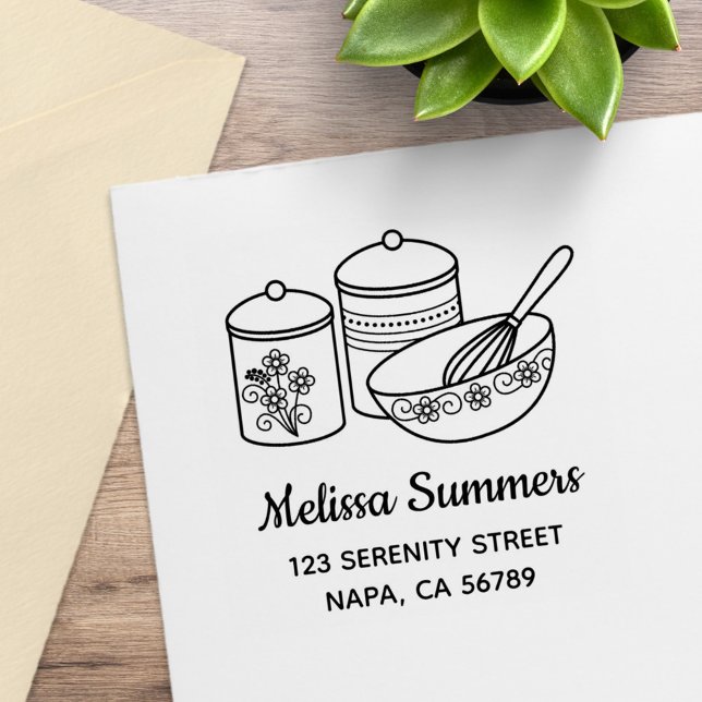 Baking - Mixing Bowl, Whisker, Canisters Address Rubber Stamp (Creator Uploaded)