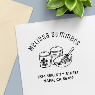 Baking - Mixing Bowl, Whisker, Canisters Address Self-inking Stamp