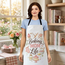 Baking Mom Life All-Over Print Apron - Cute Pastel
