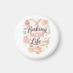 Baking Mom Life Magnet - Cute Pastel Kitchen Fridg