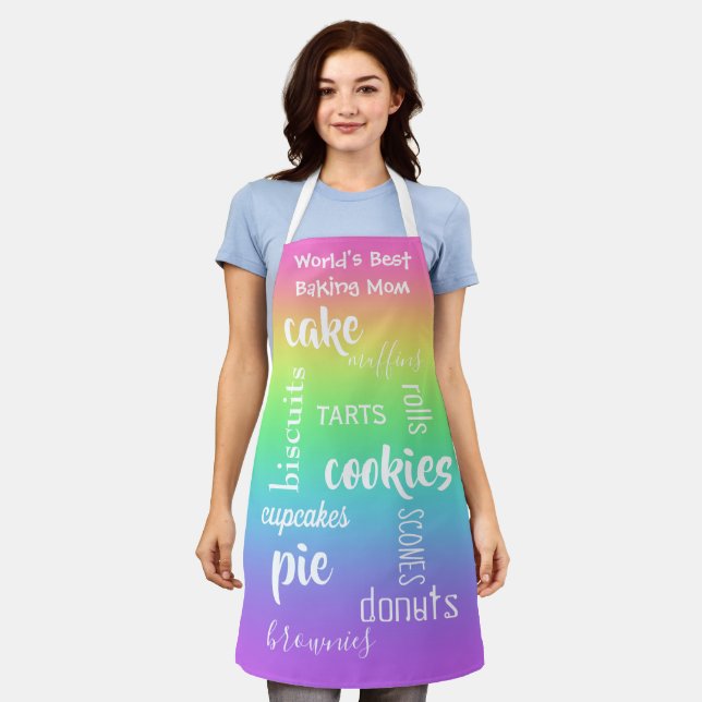 Baking Mum Rainbow Apron (Worn)