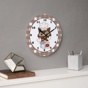 Baking Owl cartoon kitchen wall clock