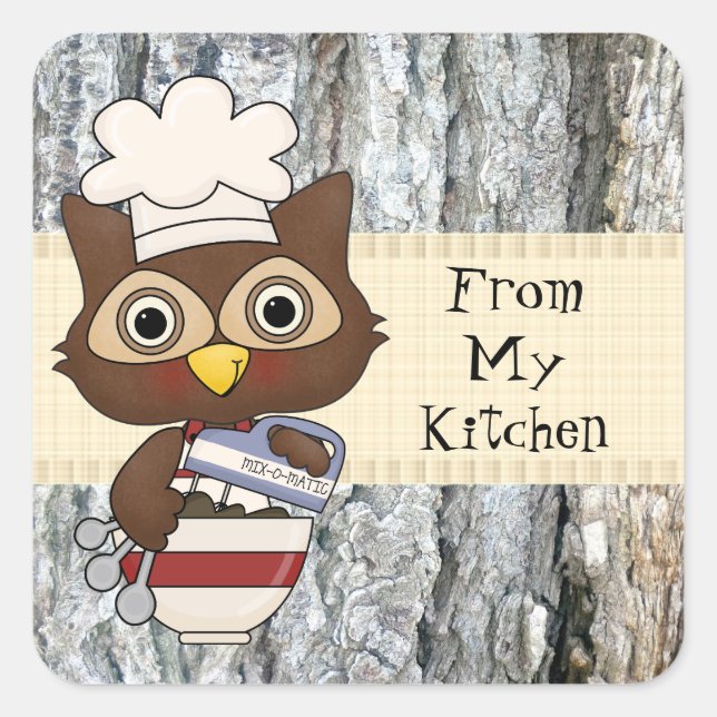 Baking Owl kitchen fun sticker (Front)