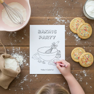 Baking Party Activity Sheet   Kids Coloring Card