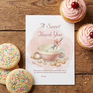 Baking Party Birthday Girls   Elegant Soft Pastel Thank You Card
