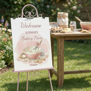 Baking Party Birthday Girls Soft Pastel Welcome Poster