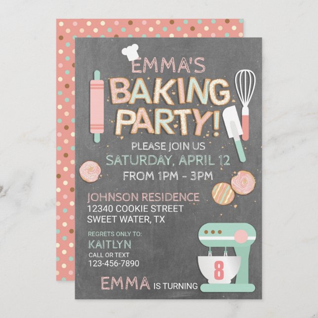 Baking Party Cookie Letters Birthday Invitation (Front/Back)