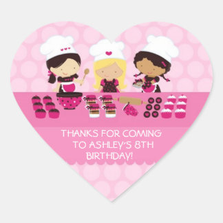 Baking Party Personalised Heart Favour Stickers