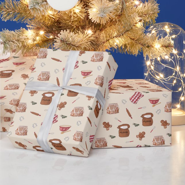 Baking Pattern Christmas Holiday Wrapping Paper (Holidays)