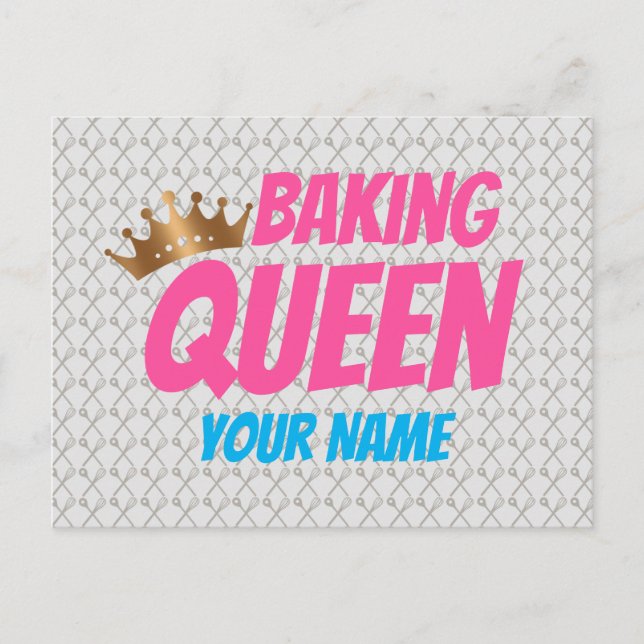Baking Queen Pattern for Cake and Sweets Lovers Holiday Postcard (Front)