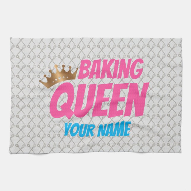 Baking Queen Pattern for Cake and Sweets Lovers Tea Towel (Horizontal)