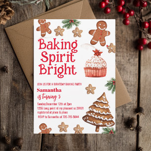 Baking Spirit Bright Christmas Cookie Birthday Invitation
