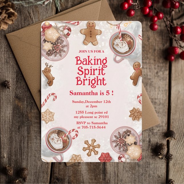 Baking Spirit Bright Christmas Cookie Birthday Invitation (Creator Uploaded)