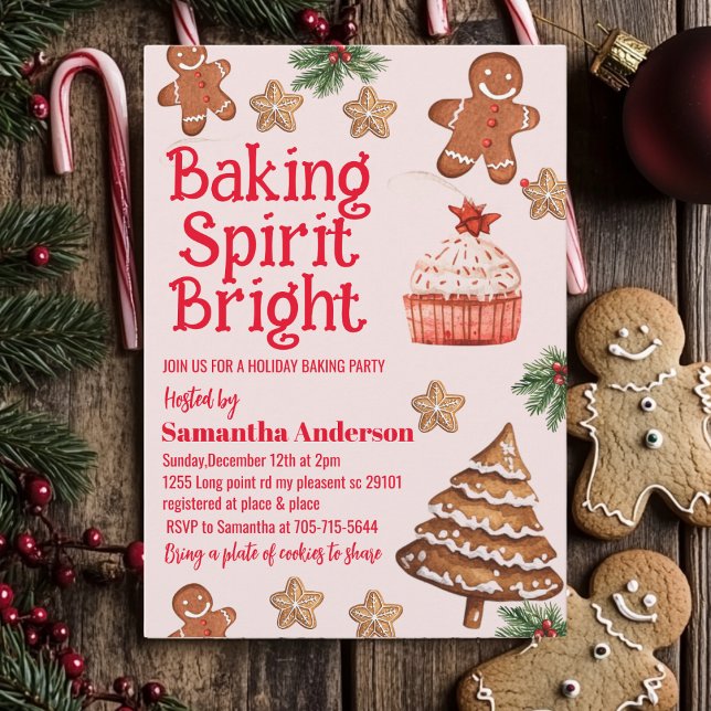 Baking Spirit Bright | Christmas Cookie Exchange  Invitation (Creator Uploaded)