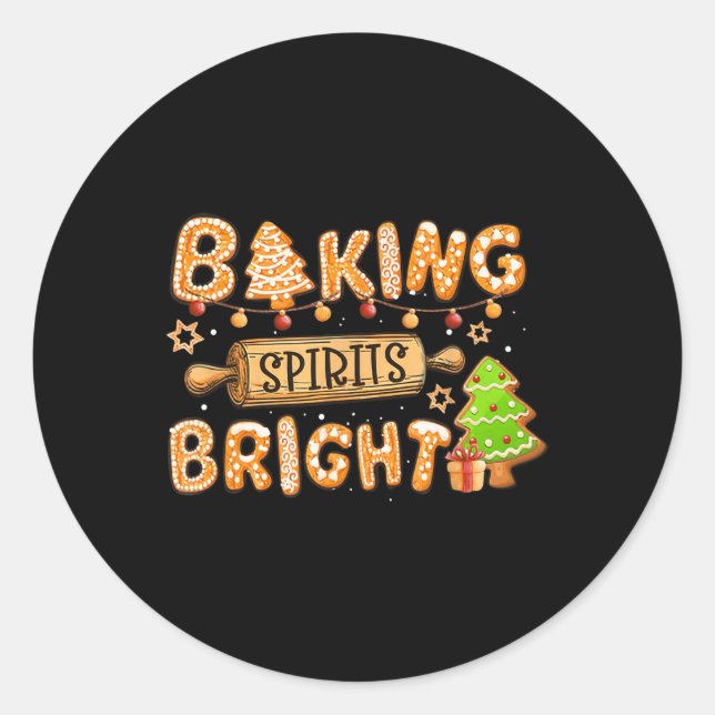 baking spirit bright doughnut christmas tree xmas  classic round sticker (Front)