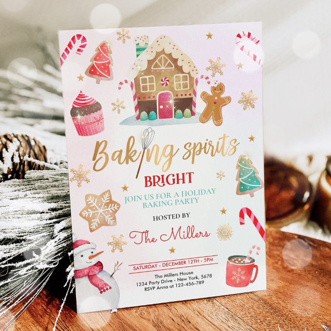 Baking Spirit Bright Holiday Party Christmas Bake Invitation (Creator Uploaded)
