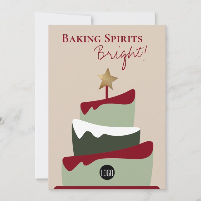Baking spirits bright Bakery humour Christmas Holiday Card (Front)