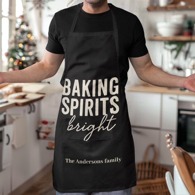 Baking Spirits Bright Black Christmas Apron (Creator Uploaded)