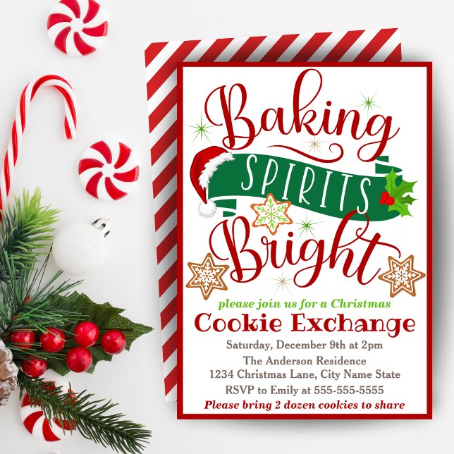 Baking Spirits Bright Christmas Cookie Exchange Invitation (Baking Spirits Bright Christmas Cookie Exchange Invitation.)