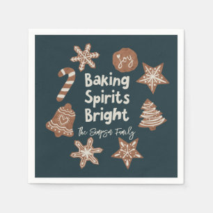 Baking Spirits Bright Christmas Cookie Green Napkin