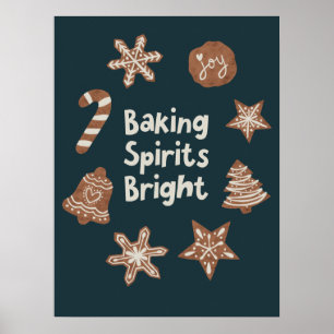 Baking Spirits Bright Christmas Cookies Green Poster