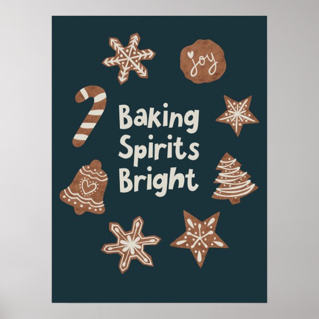 Baking Spirits Bright Christmas Cookies Green Poster (Front)