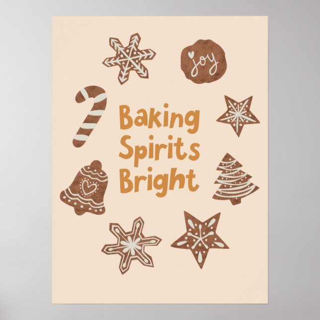 Baking Spirits Bright Christmas Cookies Yellow Poster (Front)