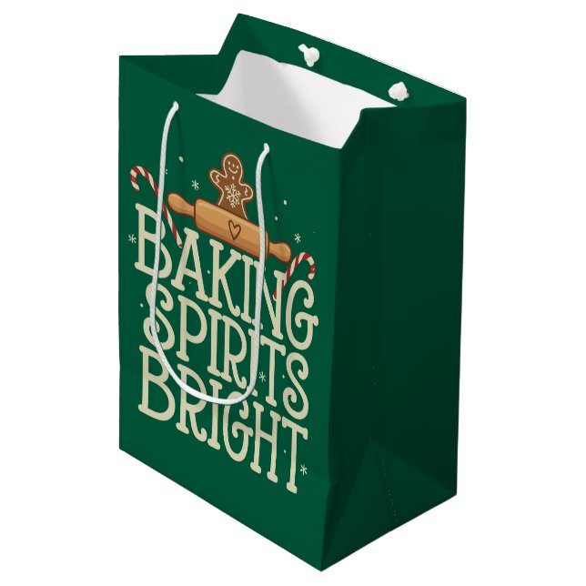 Baking Spirits Bright Christmas Funny Xmas Baker Medium Gift Bag (Front Angled)