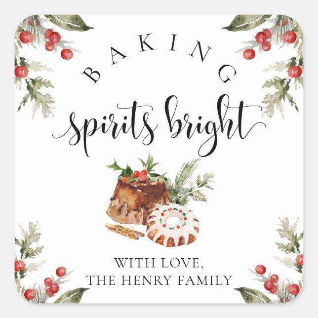 Baking Spirits Bright Christmas Gift Tag Stickers (Front)