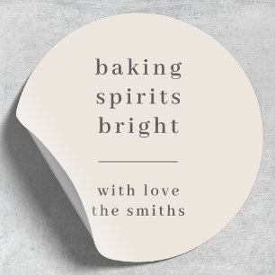 Baking Spirits Bright   Christmas Neutral Natural Classic Round Sticker