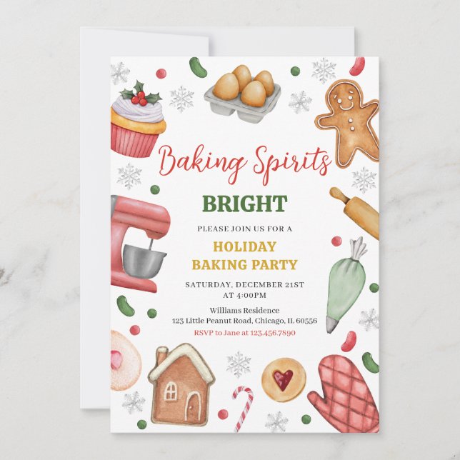 Baking Spirits Bright Christmas Party Invitation (Front)