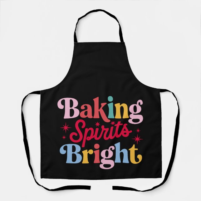 Baking Spirits Bright Christmas Retro Groovy Xmas Apron (Front)