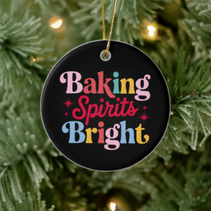 Baking Spirits Bright Christmas Retro Groovy Xmas Ceramic Tree Decoration