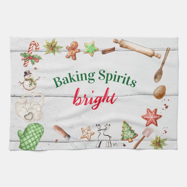 Baking Spirits Bright Christmas Tea Towel (Horizontal)