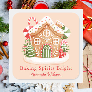 Baking Spirits Bright Colourful Gingerbread Cookie Square Sticker