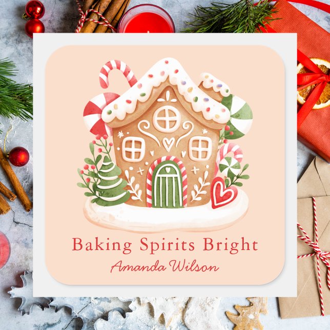 Baking Spirits Bright Colourful Gingerbread Cookie Square Sticker (Creator Uploaded)