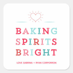 Baking Spirits Bright Colourful Typography Cookie  Square Sticker
