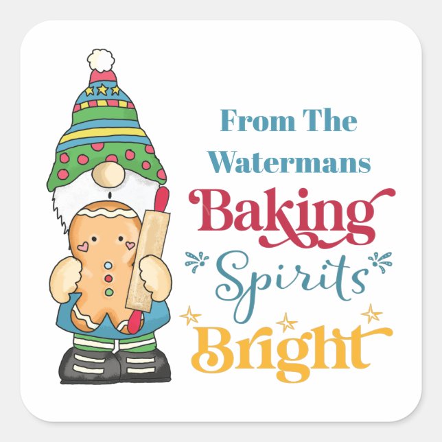Baking Spirits Bright Cookie Christmas Holiday  Square Sticker (Front)
