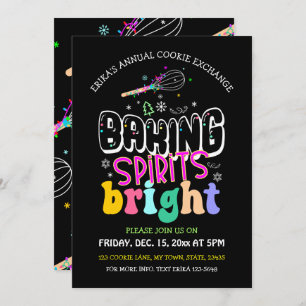 Baking Spirits Bright Cookie Exchange Holiday  Invitation